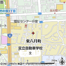 東京都足立区東六月町6周辺の地図