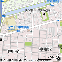 ローソン足立神明南店周辺の地図