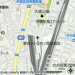 東京都足立区西竹の塚1丁目周辺の地図