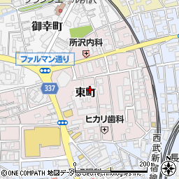 埼玉県所沢市東町周辺の地図