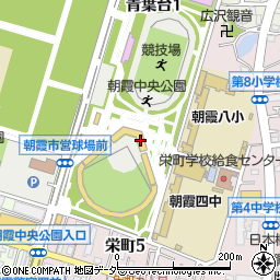 朝霞市役所　中央公園野球場周辺の地図