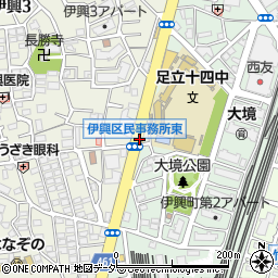 伊興区民事務所入口周辺の地図
