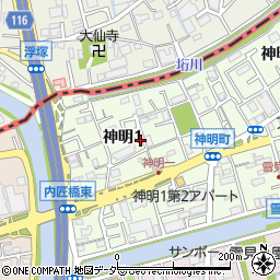 東京都足立区神明1丁目周辺の地図