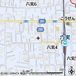 松戸市　自転車駐車場六実駅第２自転車駐車場周辺の地図