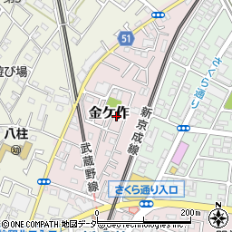 千葉県松戸市金ケ作43周辺の地図