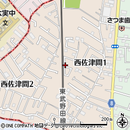 千葉県鎌ケ谷市西佐津間周辺の地図