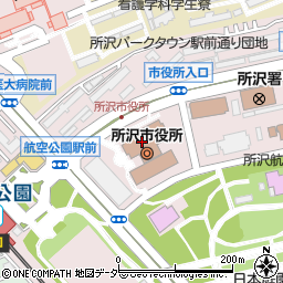 所沢市役所　財務部管財課周辺の地図