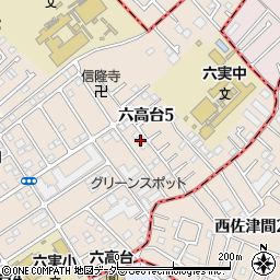 千葉県松戸市六高台5丁目96周辺の地図