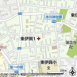 東京都足立区東伊興1丁目周辺の地図