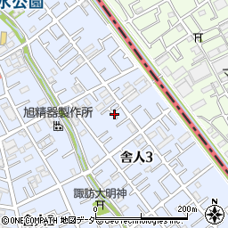 東京都足立区舎人3丁目周辺の地図