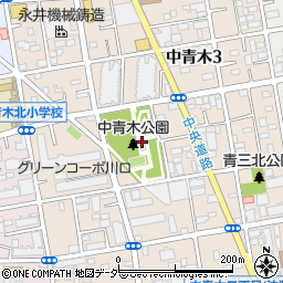 中青木公園トイレ周辺の地図