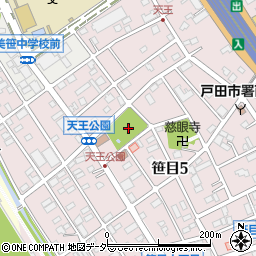 天王公園周辺の地図