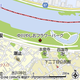 中川やしおフラワーパーク周辺の地図