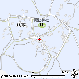 千葉県香取市八本周辺の地図
