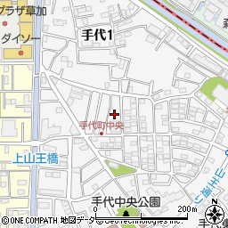 埼玉県草加市手代1丁目7周辺の地図