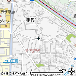 埼玉県草加市手代1丁目27-9周辺の地図