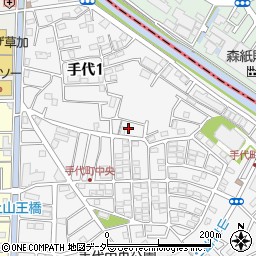 埼玉県草加市手代1丁目26周辺の地図