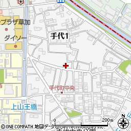 埼玉県草加市手代1丁目27周辺の地図