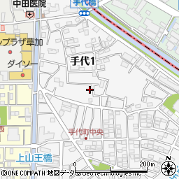 埼玉県草加市手代1丁目27-2周辺の地図