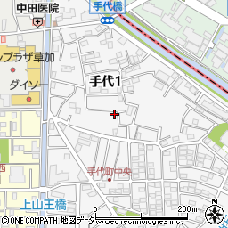 埼玉県草加市手代1丁目27-1周辺の地図