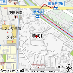 埼玉県草加市手代1丁目24周辺の地図