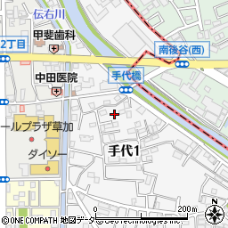 埼玉県草加市手代1丁目33周辺の地図