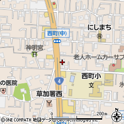 株式会社東日本宇佐美　４号草加西町周辺の地図