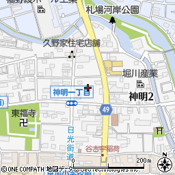 埼玉県草加市神明周辺の地図
