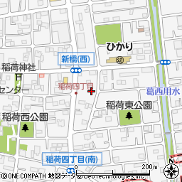 埼玉県草加市稲荷周辺の地図