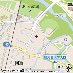 埼玉県飯能市阿須周辺の地図
