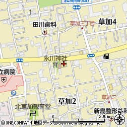 とんでん　草加店周辺の地図