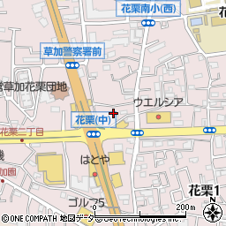 埼玉県草加市花栗周辺の地図