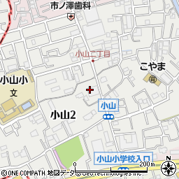 埼玉県草加市小山周辺の地図