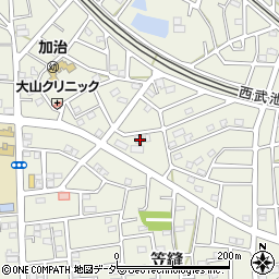 埼玉県飯能市笠縫106-3周辺の地図