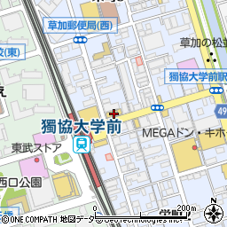 ローソンストア１００草加栄町三丁目店周辺の地図
