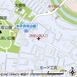 貝塚公園入口周辺の地図