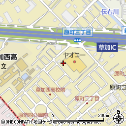 埼玉県草加市原町周辺の地図