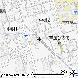 埼玉県草加市中根周辺の地図
