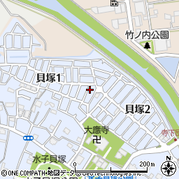 埼玉県富士見市貝塚周辺の地図