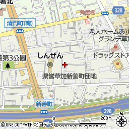 埼玉県草加市新善町周辺の地図