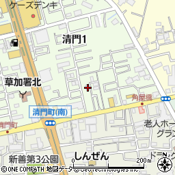 埼玉県草加市清門1丁目306-9周辺の地図