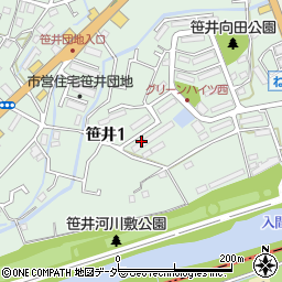 埼玉県狭山市笹井1丁目周辺の地図