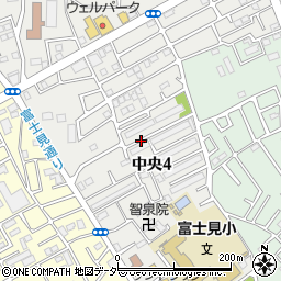 埼玉県狭山市中央4丁目周辺の地図