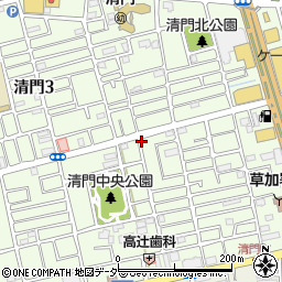 埼玉県草加市清門周辺の地図