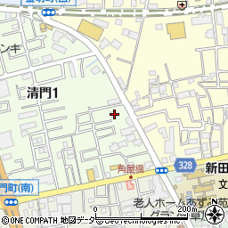 埼玉県草加市清門1丁目340周辺の地図