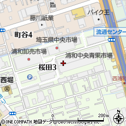浦和総合流通センター　埼玉県中央市場香楽園周辺の地図
