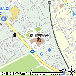 狭山市役所　企画財政部・総合戦略推進室周辺の地図