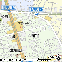 埼玉県草加市清門1丁目290周辺の地図