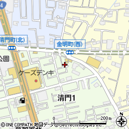 埼玉県草加市清門1丁目385-19周辺の地図
