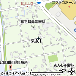 埼玉県三郷市采女周辺の地図
